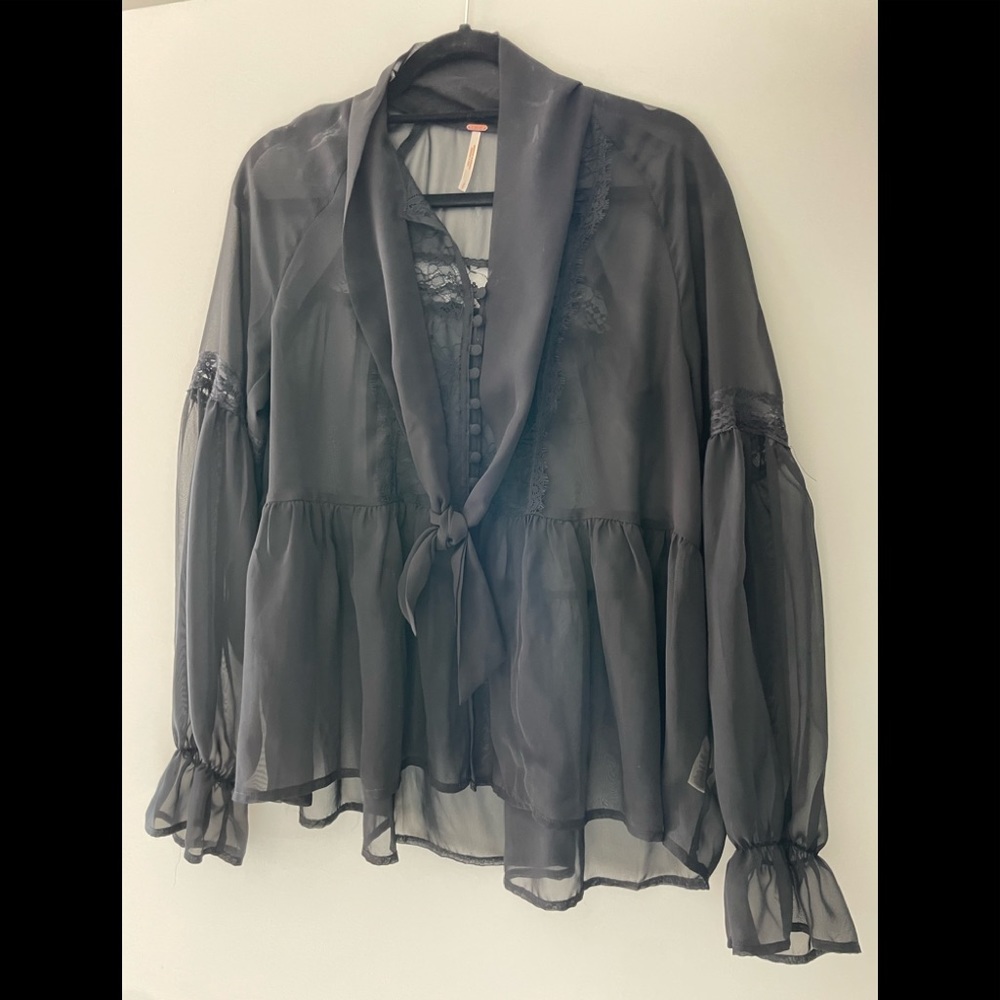 Free People Black Blouse